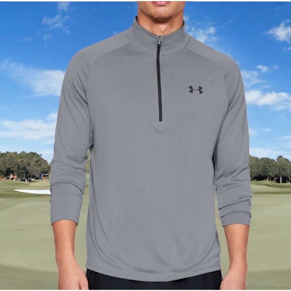 Under Armour 1/4 Zip UA Tech 2.0 Gray PGA Golf Pullover Mens 2XL Fast Ship New